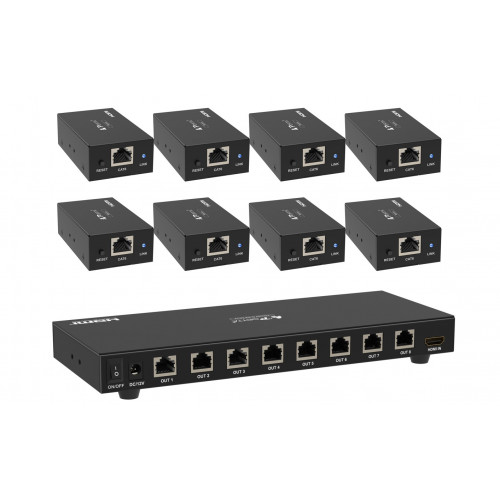 HDMI 1-in-8-out Splitter Ethernet Extended